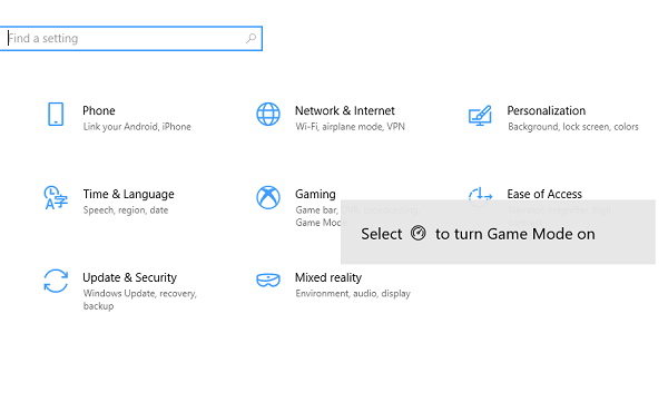 Game Mode Notifications in Windows 10