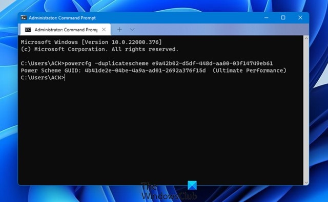 Enable the Ultimate Performance Power Plan in Windows 11/10