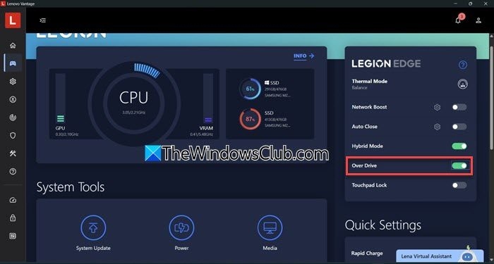 Over Drive setting