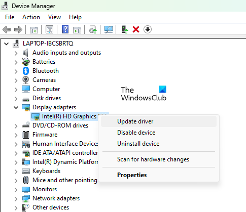 Update Graphics Card driver