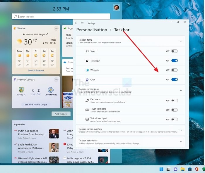 Weather WIdget Disable Windows