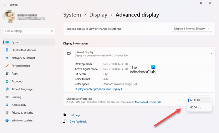 Choose A Refresh Rate